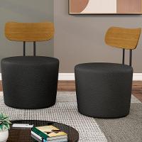 Kit 02 Poltronas Base Fixa Luara M03 Couríssimo Preto - 10