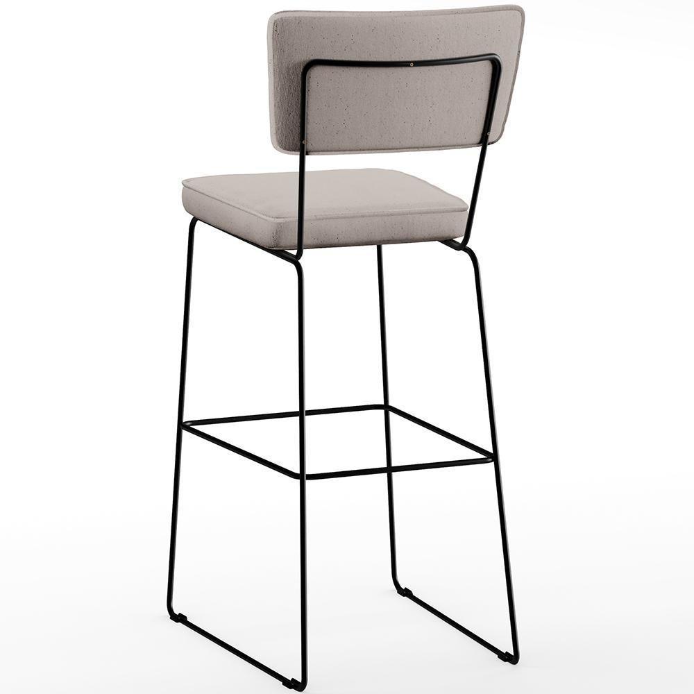 Kit 05 Banquetas Altas Faixa Camel Linho Bege - 2