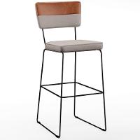 Kit 05 Banquetas Altas Faixa Camel Linho Bege - 7