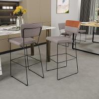 Kit 05 Banquetas Altas Faixa Camel Linho Bege - 8