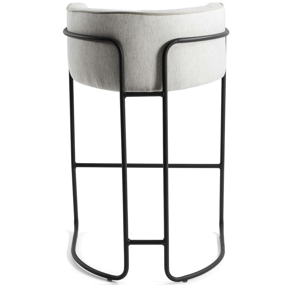 Kit 02 Banquetas Fixa Preto Linho Creme A-48 - 6