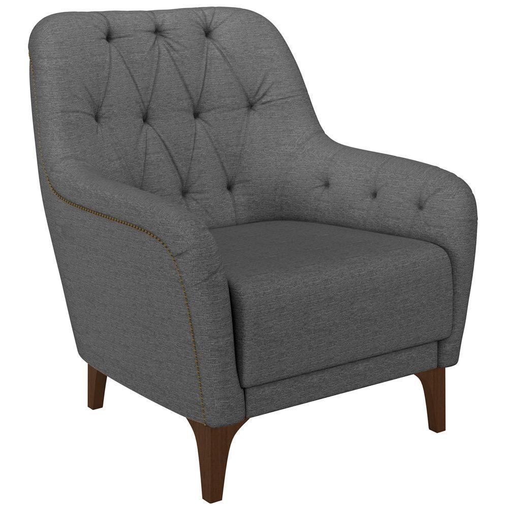 Kit 02 Poltronas Com Tachas Base Fixa Blenda M03 Chumbo - 7