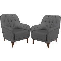 Kit 02 Poltronas Com Tachas Base Fixa Blenda M03 Chumbo - 1