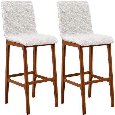 Kit 02 Banquetas Altas Cozinha Zoe B04 Bouclê Cru
