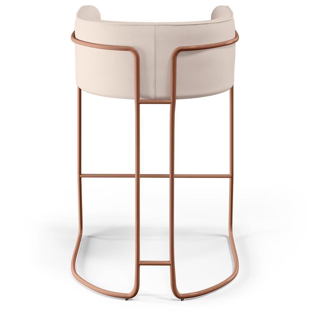 Kit 02 Banquetas Fixa Preto Veludo Bege C-309 - 3