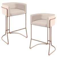 Kit 02 Banquetas Fixa Preto Veludo Bege C-309 - 1