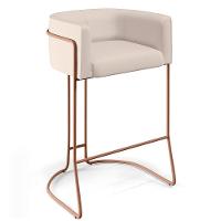 Kit 02 Banquetas Fixa Preto Veludo Bege C-309 - 7