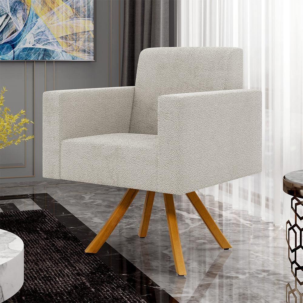 Kit 02 Poltronas Giratórias Helô L02 Bouclê Creme - 7