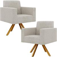 Kit 02 Poltronas Giratórias Helô L02 Bouclê Creme - 1