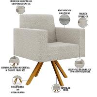 Kit 02 Poltronas Giratórias Helô L02 Bouclê Creme - 11
