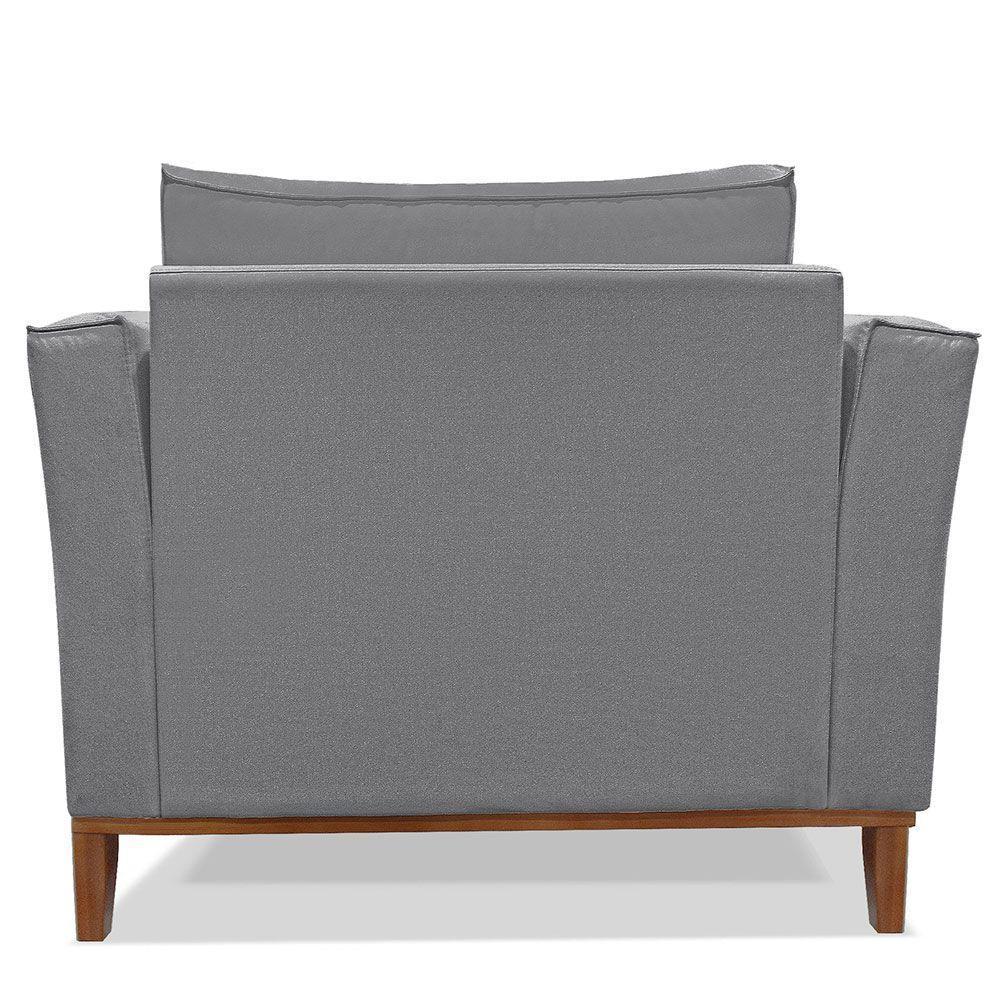 Kit 2 Poltronas Para Vega Linho Pés Castanho Grafite - 4