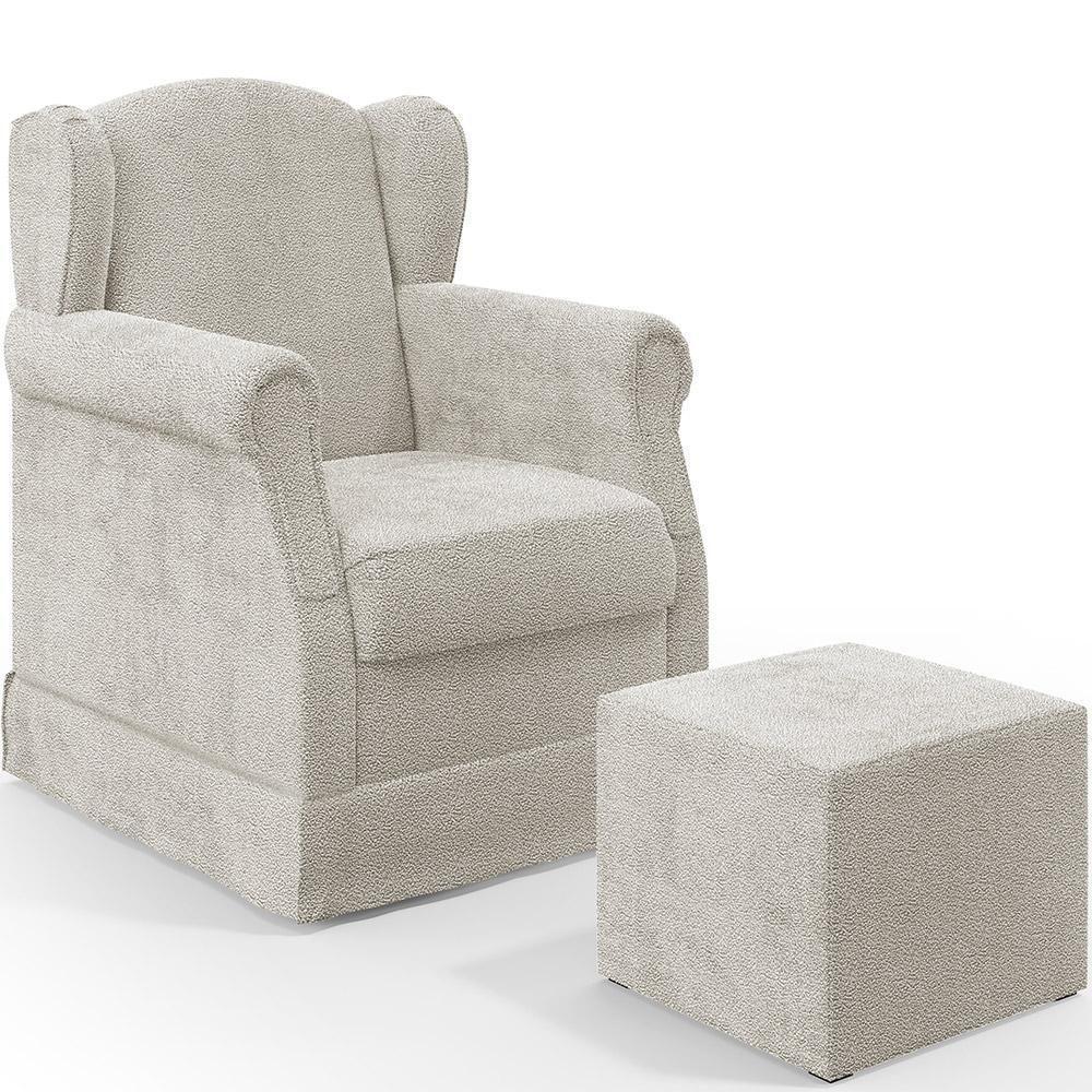 Poltrona De Amamentação Com Balanço E Puff Elisa P02 Creme - 1