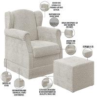 Poltrona De Amamentação Com Balanço E Puff Elisa P02 Creme - 6