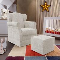 Poltrona De Amamentação Com Balanço E Puff Elisa P02 Creme - 7