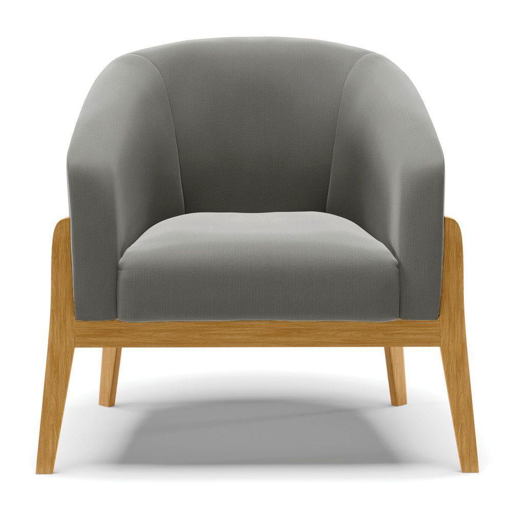 Kit 02 Poltronas Grafite Base Madeira Castanho - 7