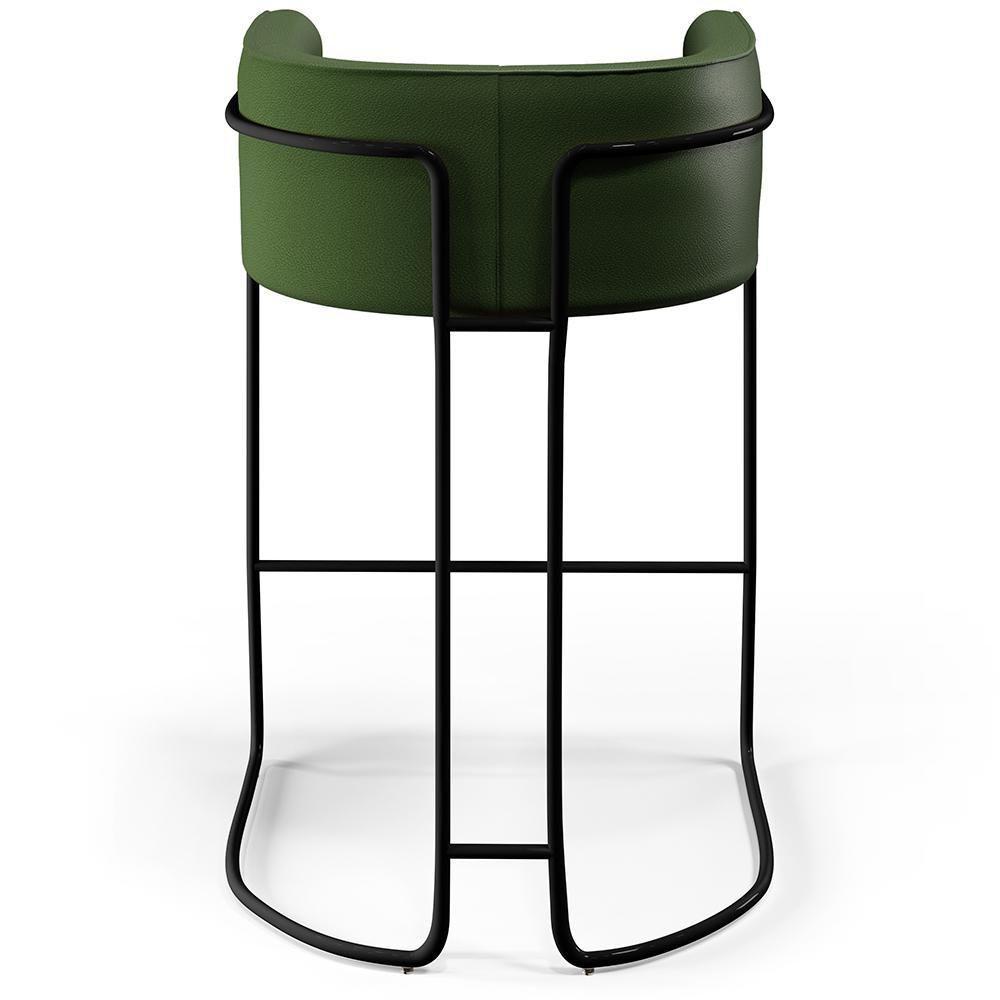 Kit 03 Banquetas Fixa Preto Corano Verde Musgo B-89 - 3