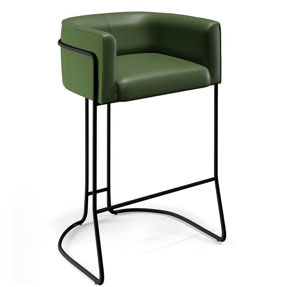 Kit 03 Banquetas Fixa Preto Corano Verde Musgo B-89 - 7