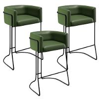 Kit 03 Banquetas Fixa Preto Corano Verde Musgo B-89 - 1