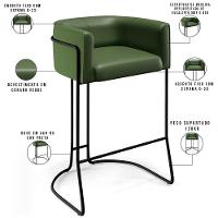 Kit 03 Banquetas Fixa Preto Corano Verde Musgo B-89 - 6