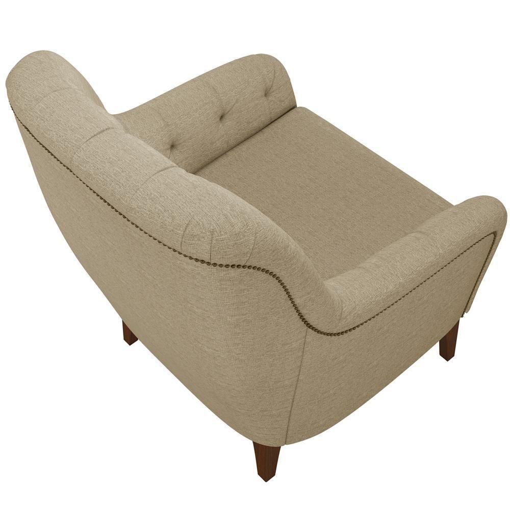 Kit 02 Poltronas Com Tachas Base Fixa Blenda M03 Bege Escuro - 2