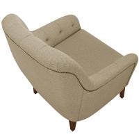 Kit 02 Poltronas Com Tachas Base Fixa Blenda M03 Bege Escuro