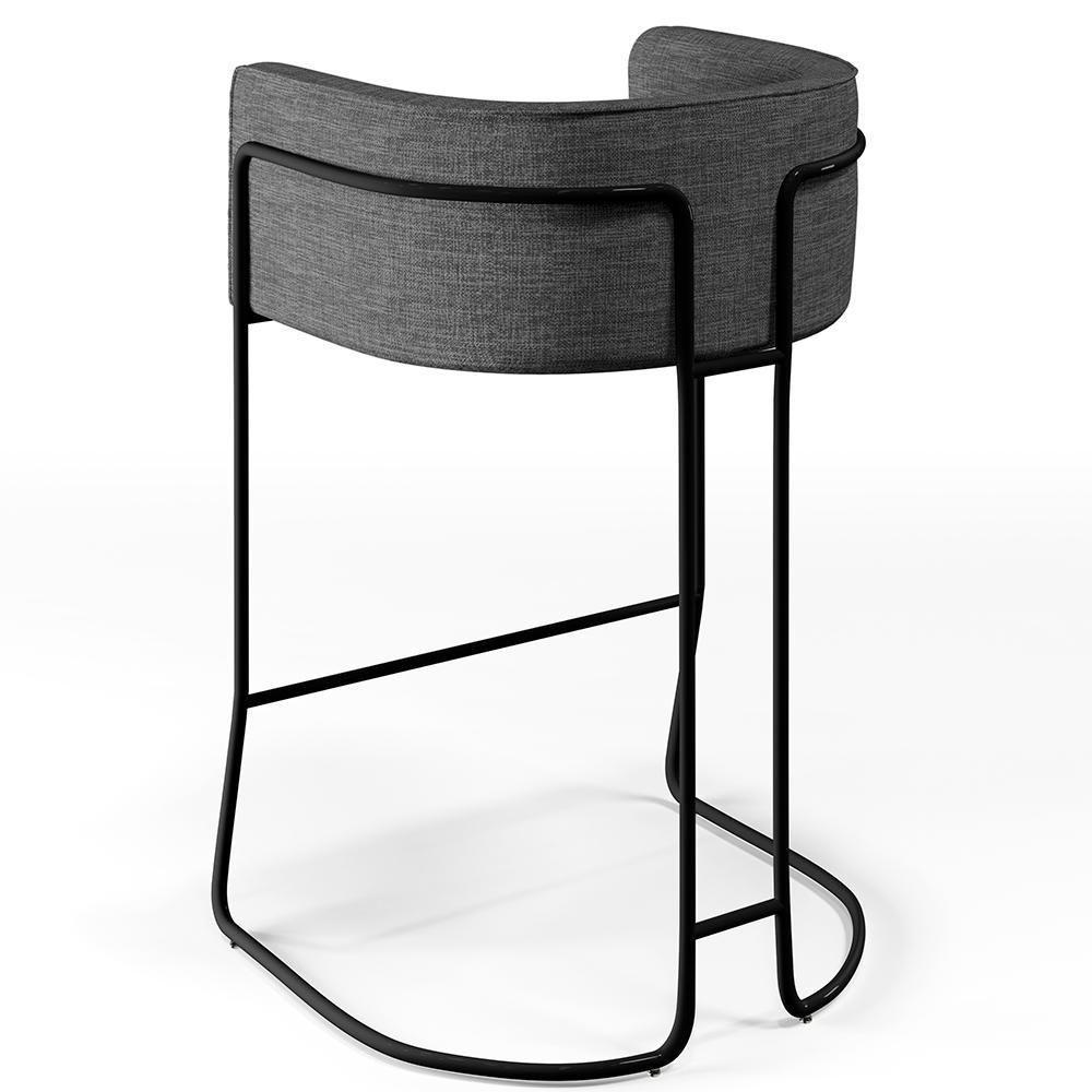 Banqueta Fixa Base De Aço Preto Betina D02 Cinza C-416 - 2