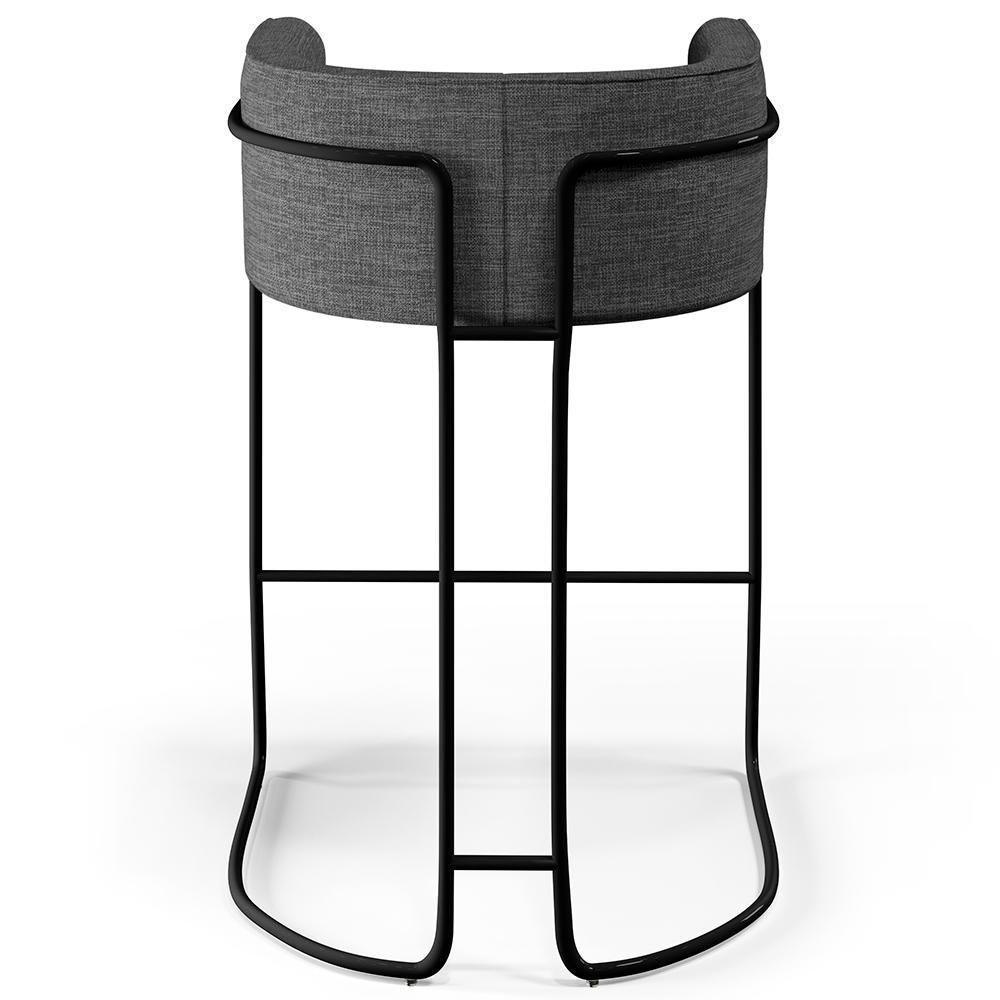 Banqueta Fixa Base De Aço Preto Betina D02 Cinza C-416 - 3