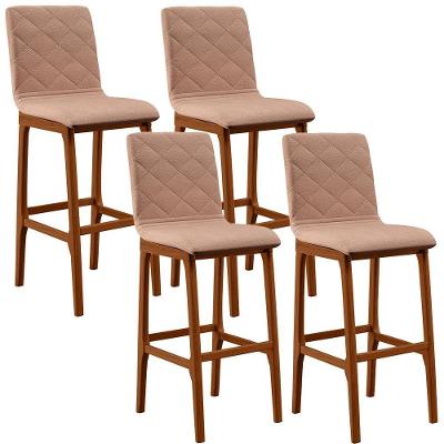 Kit 04 Banquetas Altas Zoe Linho Rosê