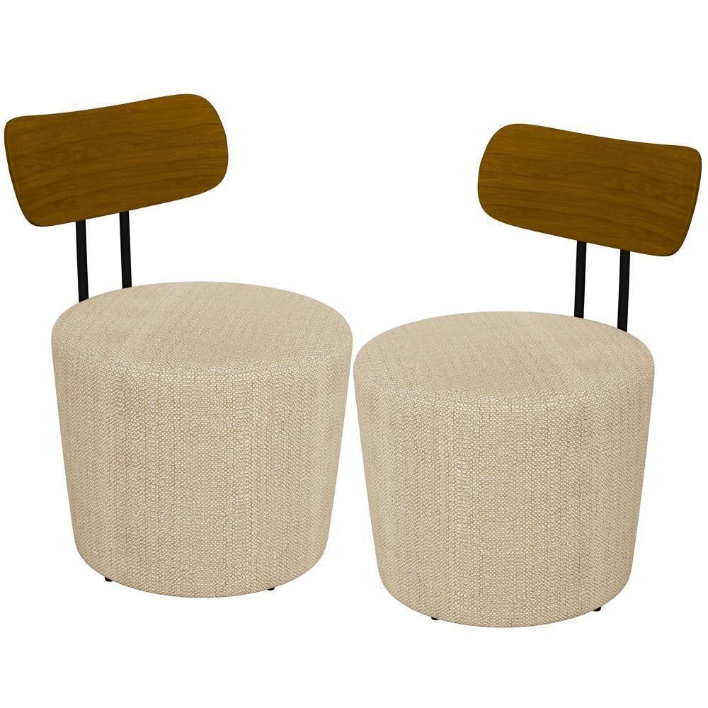 Kit 02 Poltronas Para Sala De Estar Base Fixa Luara M03 Bege - 1