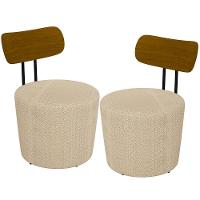 Kit 02 Poltronas Para Sala De Estar Base Fixa Luara M03 Bege - 1