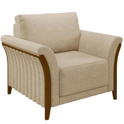 Poltrona Para Sala De Estar Stefan M03 Base Fixa Bege Lyam Decor