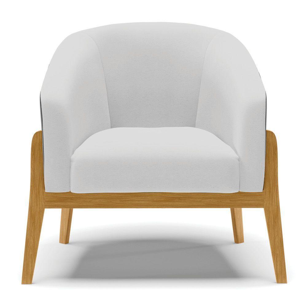 Kit 02 Poltronas Preto Com Linho Cinza A05 Base Castanho - 6