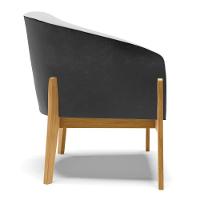 Kit 02 Poltronas Preto Com Linho Cinza A05 Base Castanho - 5