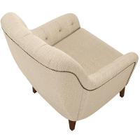 Poltrona Com Tachas Base Fixa Blenda M03 Bege