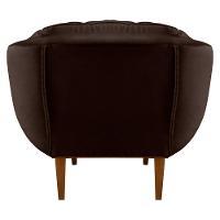 Poltrona Decorativa Veludo Marrom Base Madeira Castanho - 5