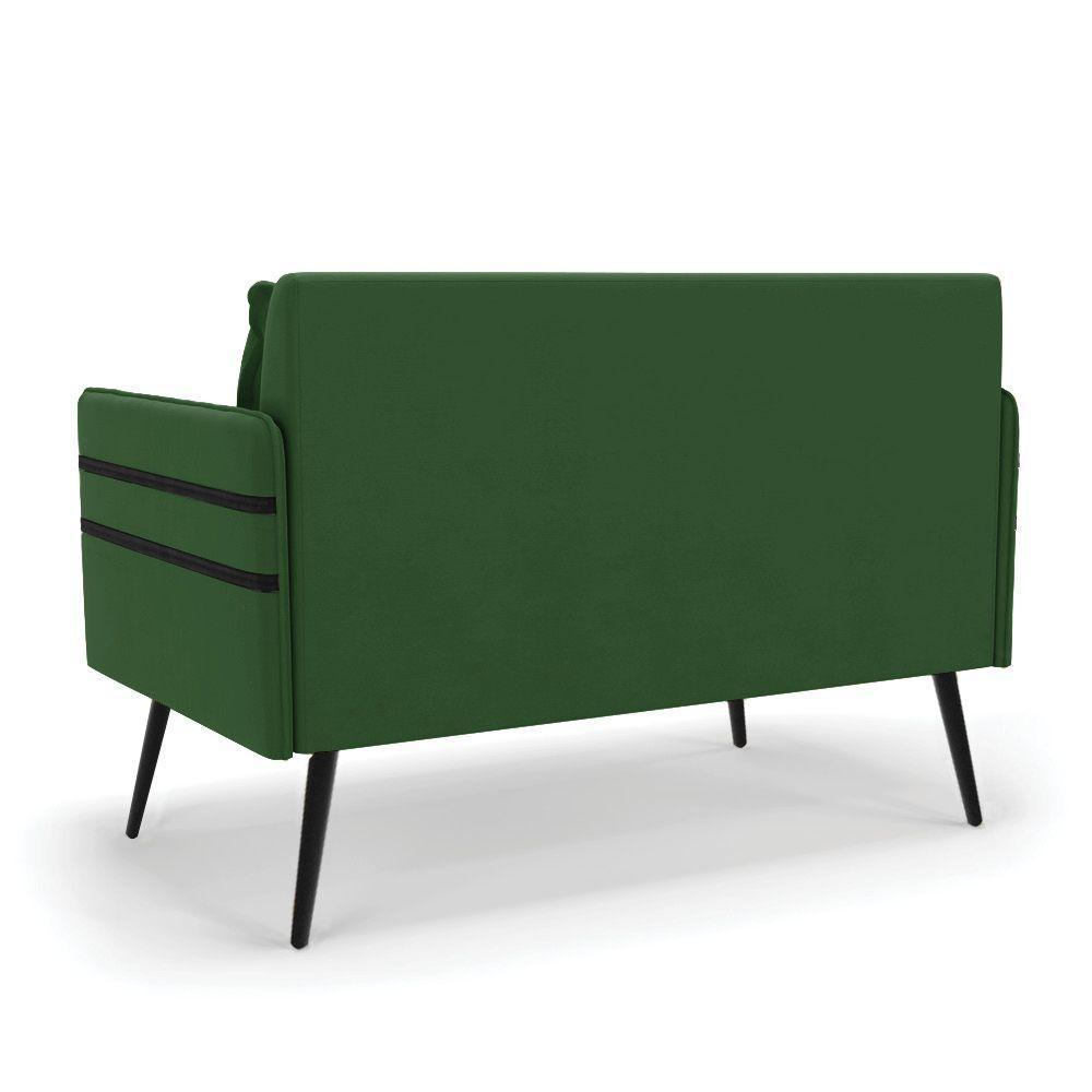 Namoradeira 02 Lugares Mari Suede Pés Palito De Ferro Verde - 4