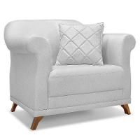 Kit 2 Poltronas E Sofá 2 Lugares 1,60m Pés Castanho Cinza - 7