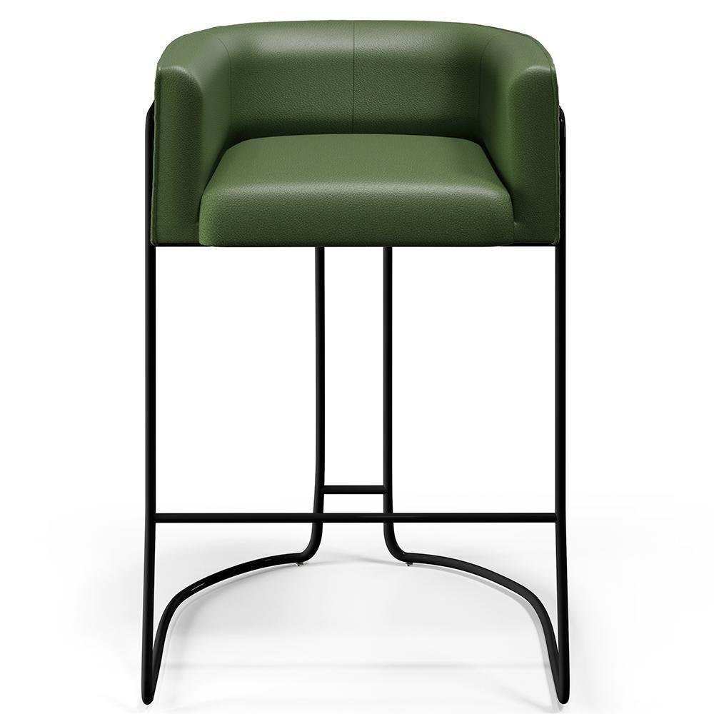 Kit 04 Banquetas Fixa Preto Corano Verde B-89 - 4