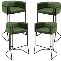 Kit 04 Banquetas Fixa Preto Corano Verde B-89 - 1