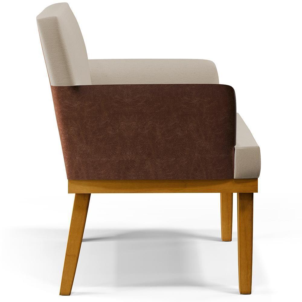 Kit 02 Poltronas Base Mel Linho Bege Couríssimo Marrom - 4