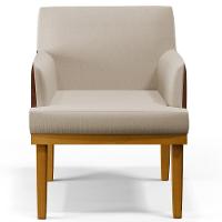 Kit 02 Poltronas Base Mel Linho Bege Couríssimo Marrom - 6