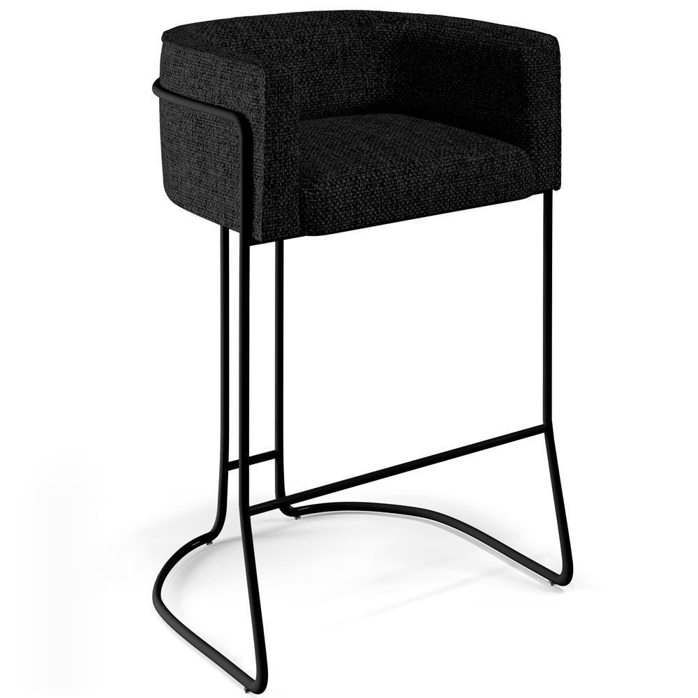 Kit 02 Banquetas Fixa Preto Linho Chumbo D-465 - 7