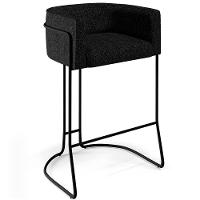 Kit 02 Banquetas Fixa Preto Linho Chumbo D-465 - 7