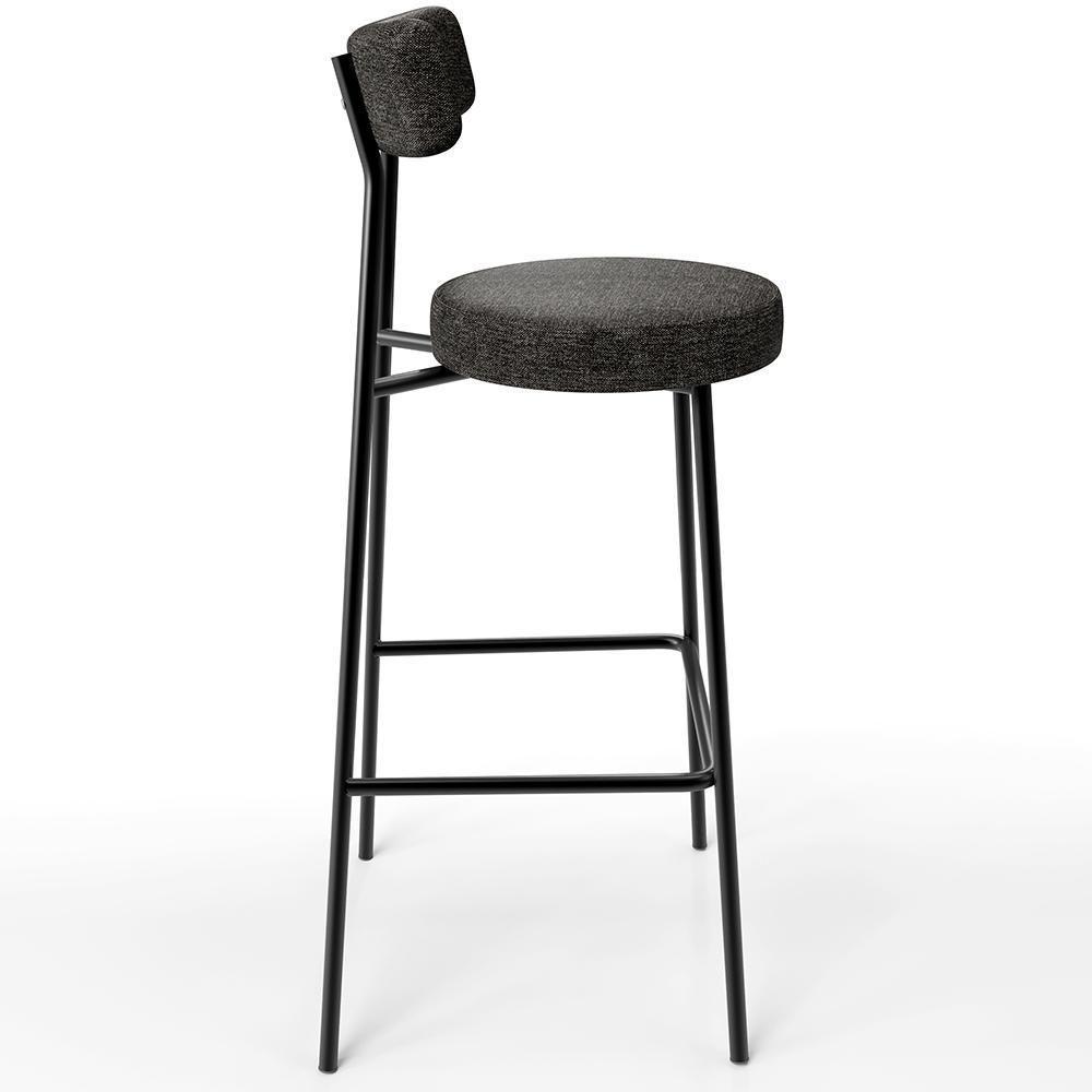 Kit 04 Banquetas Altas Estrutura Em Aço Milão Linho Chumbo - 3