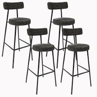 Kit 04 Banquetas Altas Estrutura Em Aço Milão Linho Chumbo - 1