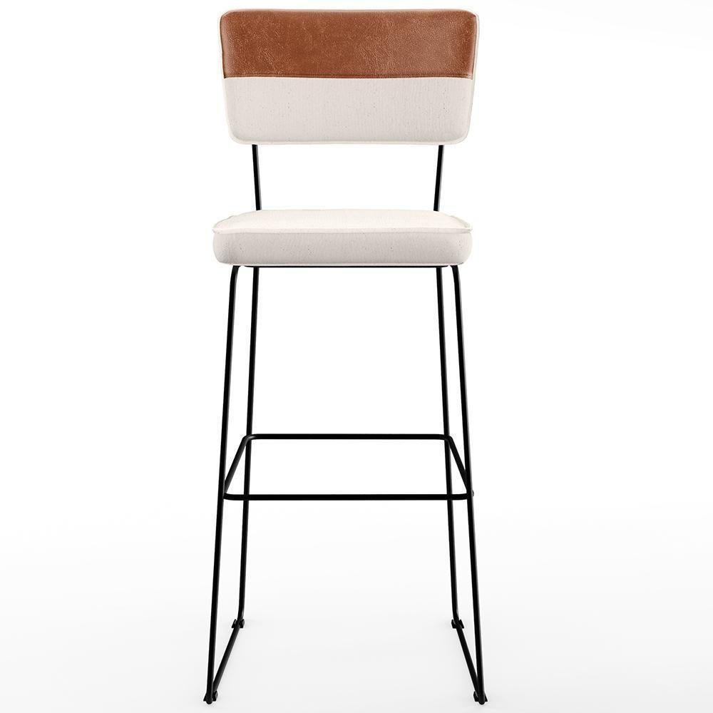 Banqueta Alta Cozinha De Jantar Allana L02 Faixa Camel Cru - 6