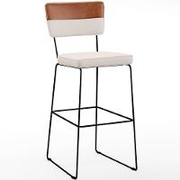 Banqueta Alta Cozinha De Jantar Allana L02 Faixa Camel Cru - 1