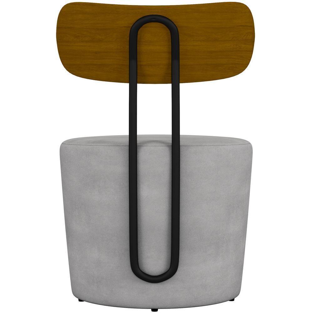 Kit 02 Poltronas Base Fixa Luara M03 Veludo Cinza - 2