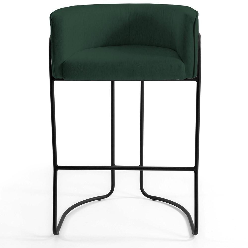 Kit 02 Banquetas Fixa Preto Linho Verde Musgo C-117 - 7