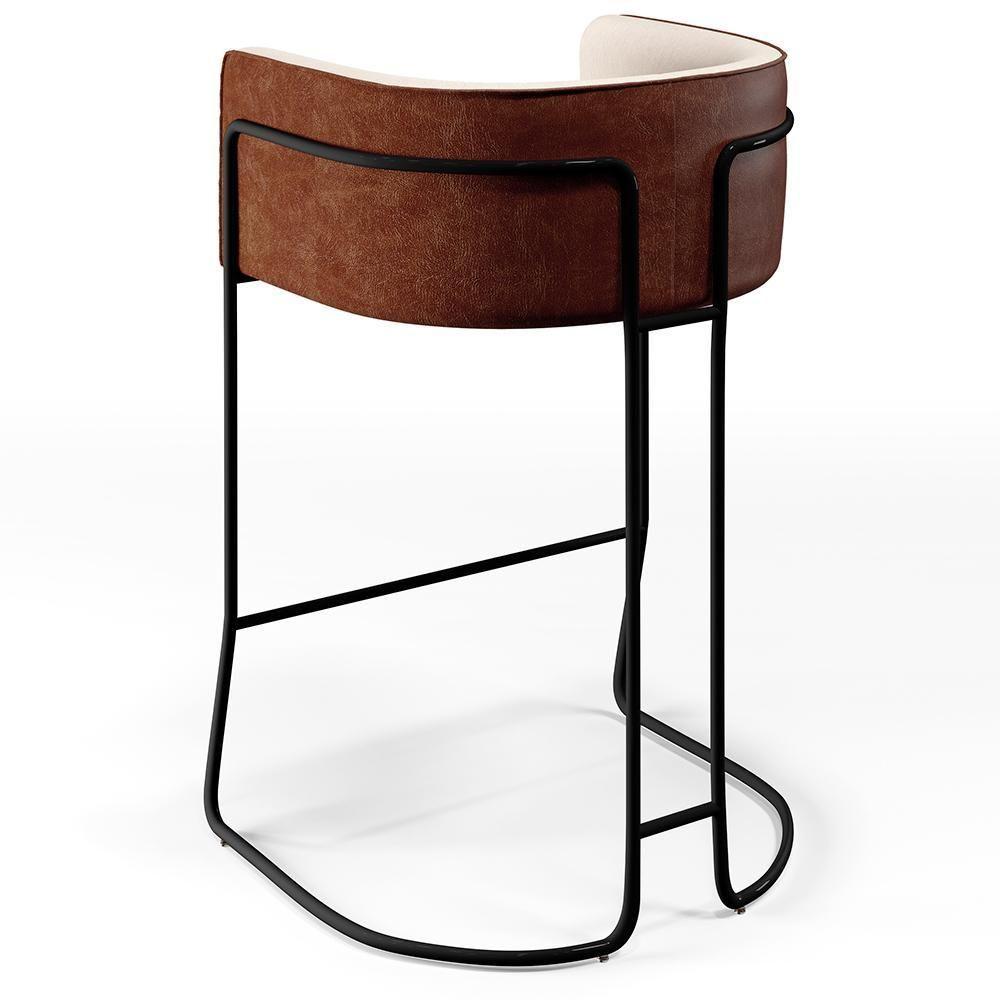 Kit 02 Banquetas Preto Linho Bege C-107 Corano Marrom B-38 - 2